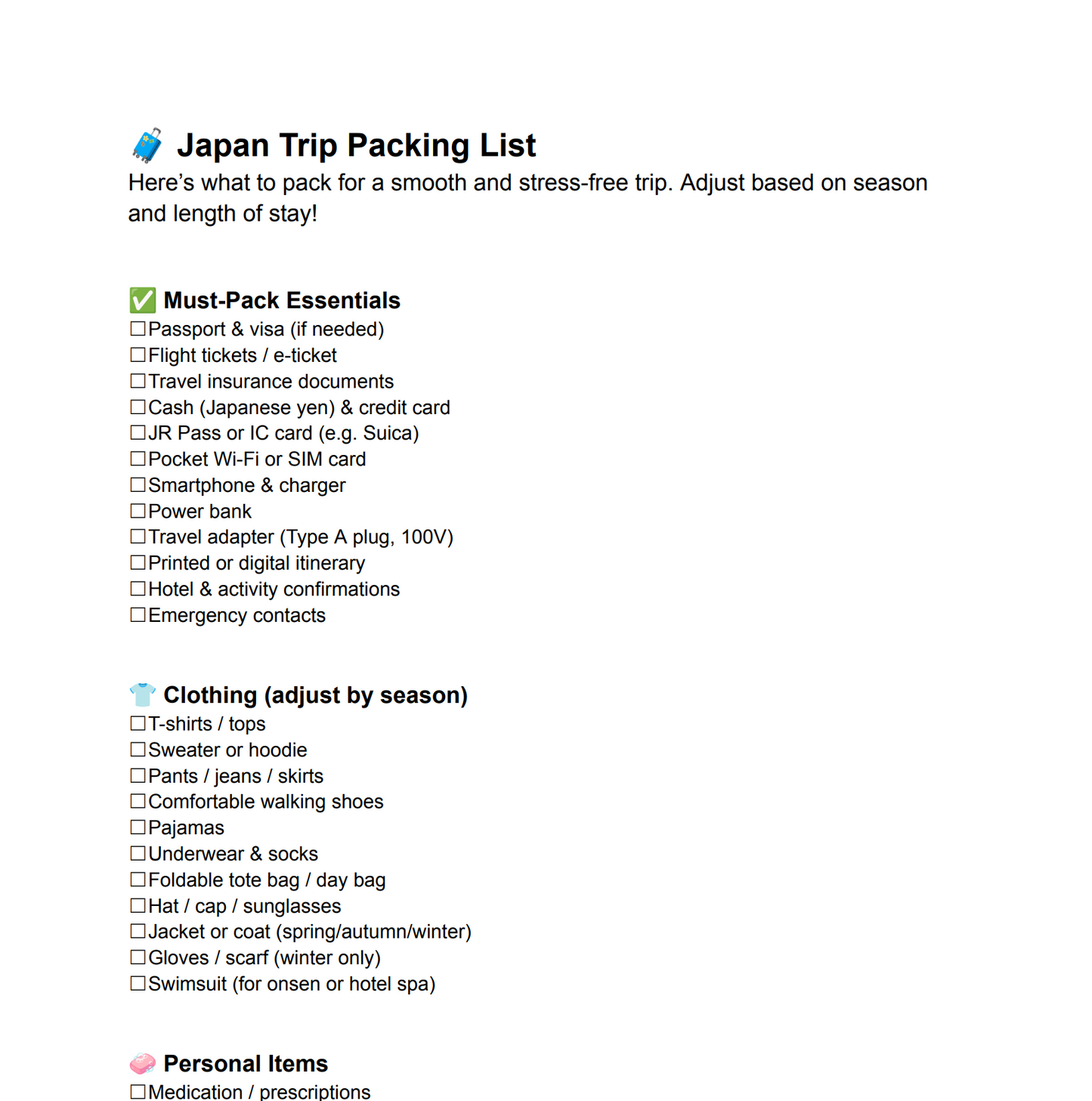 JAPAN ITINERARY BUILDER TEMPLATE