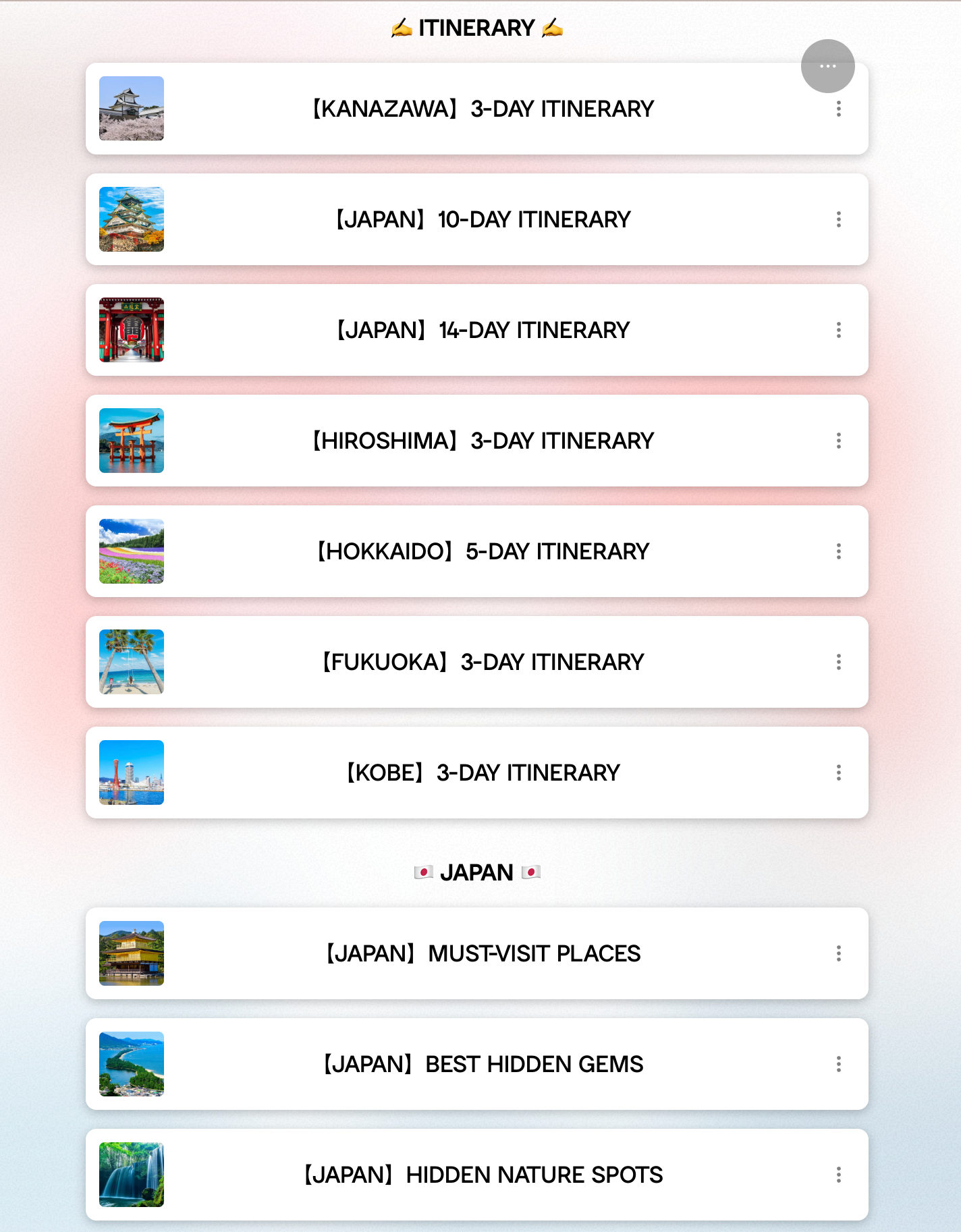 JAPAN ITINERARY BUILDER TEMPLATE